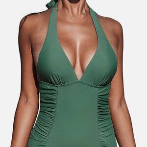 Cupshe Green Halter One-Piece Swimsuit – Size XL NWT